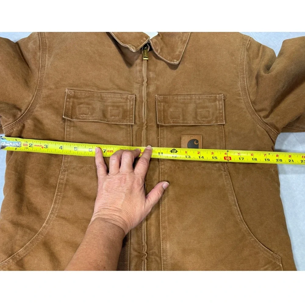 Carhartt Mens Prototype Canvas Farm Jacket M Tan Quilted Rare Workwear Vintage